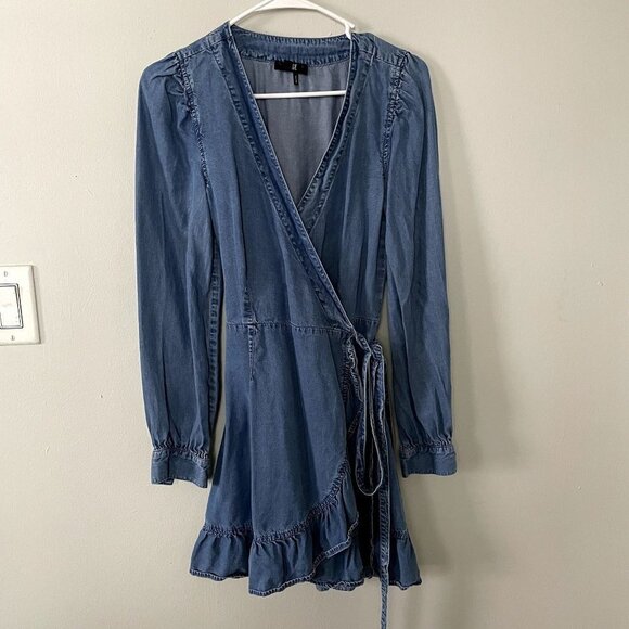 PAIGE Dresses & Skirts - Paige denim long sleeved dress wraparound style v-neck tie waist casual dress